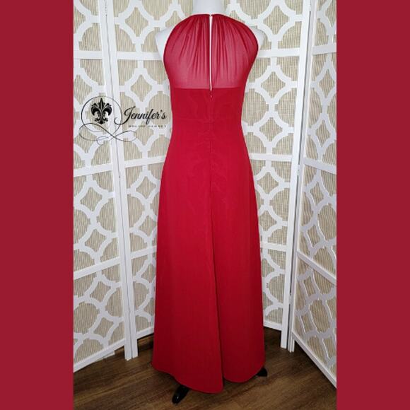 Michaelangelo Red Sequined and Chiffon Halter Dress Size 12 - Picture 7 of 12
